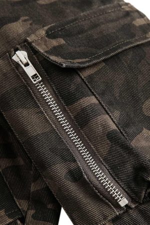 Concert Outfit Deconstructed Camouflage Workwear Cardigan Hooded Jacket