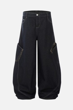 Concert Outfit Deconstructed Cheetah Print Baggy Barrel Jeans