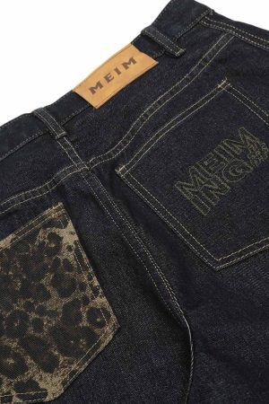 Concert Outfit Deconstructed Cheetah Print Baggy Barrel Jeans