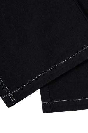 Concert Outfit Deconstructed Contrast Embroidered Baggy Jeans