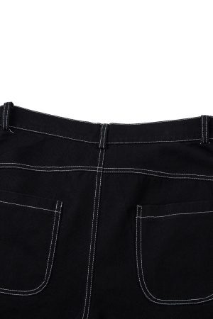 Concert Outfit Deconstructed Contrast Embroidered Baggy Jeans