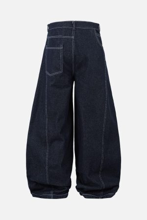 Concert Outfit Deconstructed Contrast Stitching Barrel Jeans