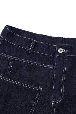 Concert Outfit Deconstructed Contrast Stitching Barrel Jeans