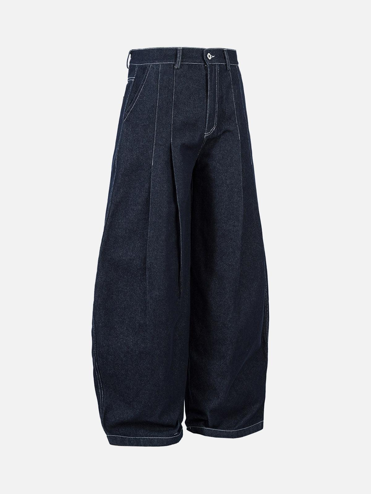 Concert Outfit Deconstructed Contrast Stitching Pleated Baggy Barrel Jeans Concert Outfit Deconstructed Contrast Stitching Pleated Baggy Barrel Jeans