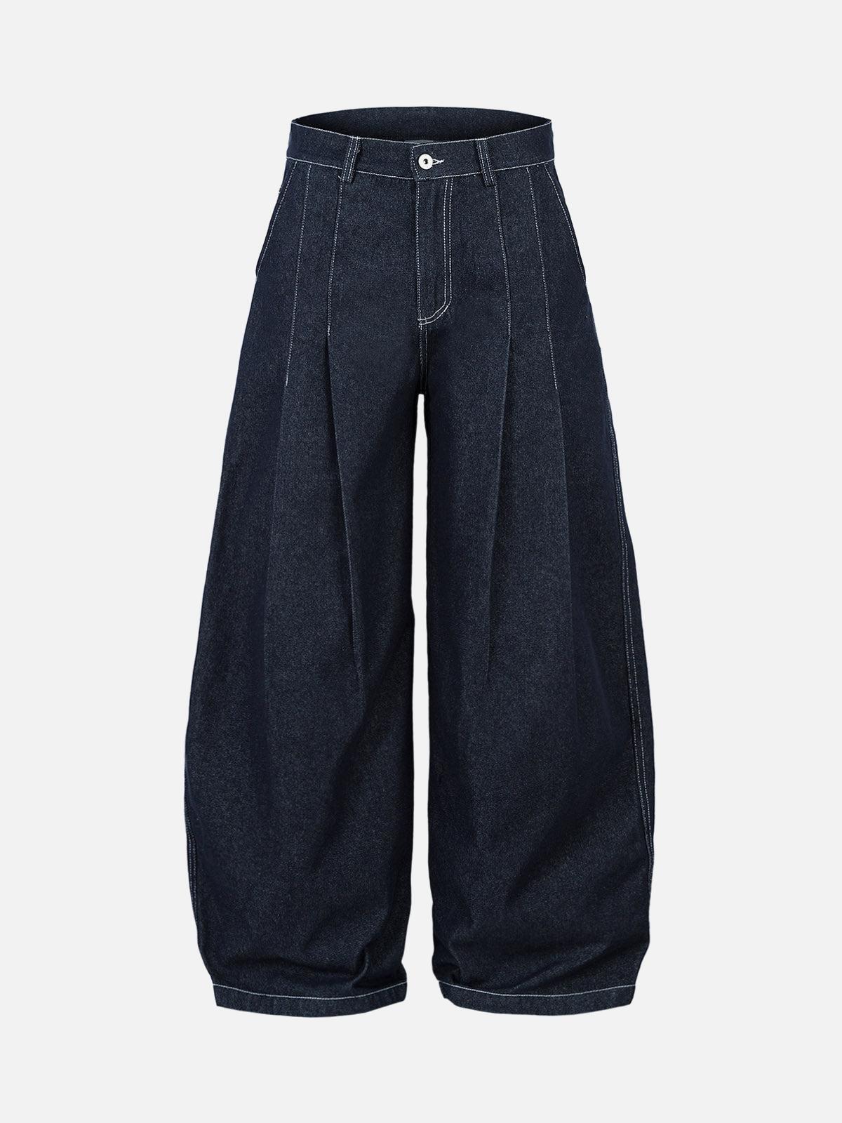 Concert Outfit Deconstructed Contrast Stitching Pleated Baggy Barrel Jeans Concert Outfit Deconstructed Contrast Stitching Pleated Baggy Barrel Jeans