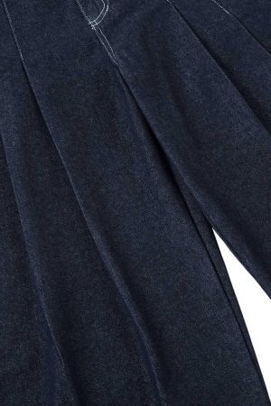 Concert Outfit Deconstructed Contrast Stitching Pleated Baggy Barrel Jeans