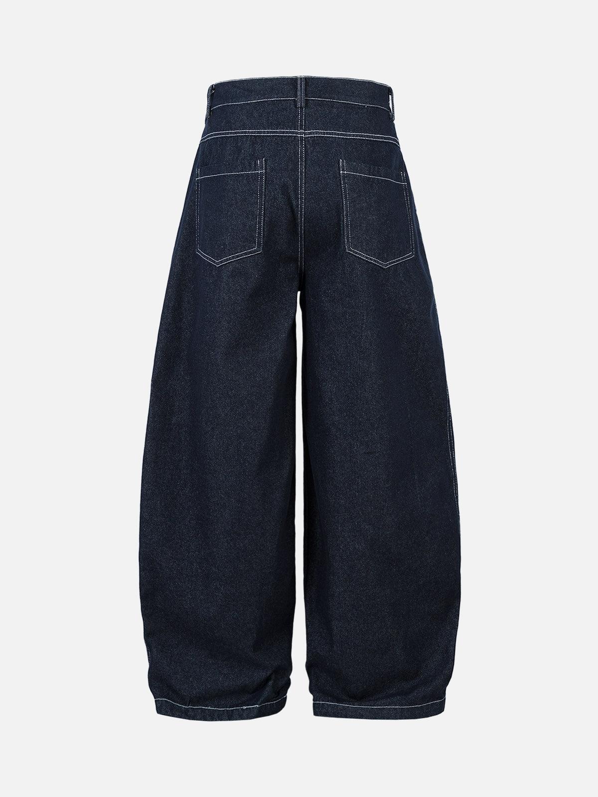 Concert Outfit Deconstructed Contrast Stitching Pleated Baggy Barrel Jeans Concert Outfit Deconstructed Contrast Stitching Pleated Baggy Barrel Jeans