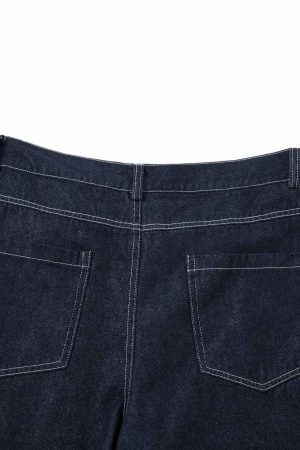 Concert Outfit Deconstructed Contrast Stitching Pleated Baggy Barrel Jeans