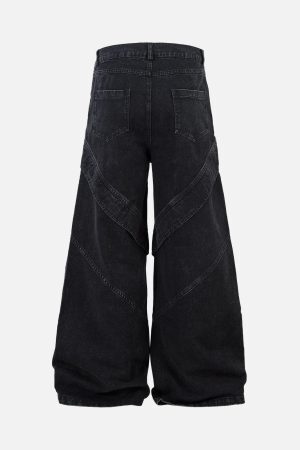 Concert Outfit Deconstructed Split Pleated Pocket Cargo Jeans