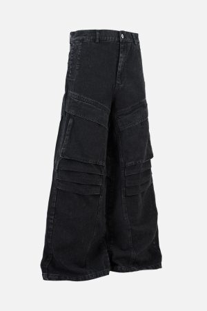 Concert Outfit Deconstructed Split Pleated Pocket Cargo Jeans