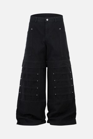 Concert Outfit Deconstructed Split Rivet Cargo Jeans