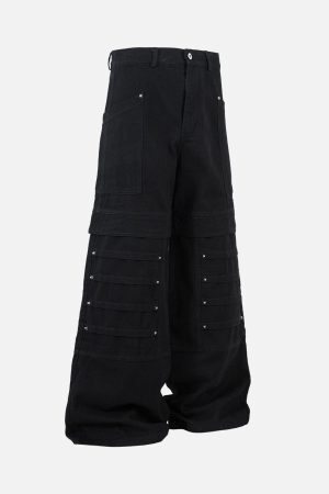 Concert Outfit Deconstructed Split Rivet Cargo Jeans