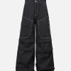 Concert Outfit Deconstructed Split Topstitched Pleated Pocket Jeans