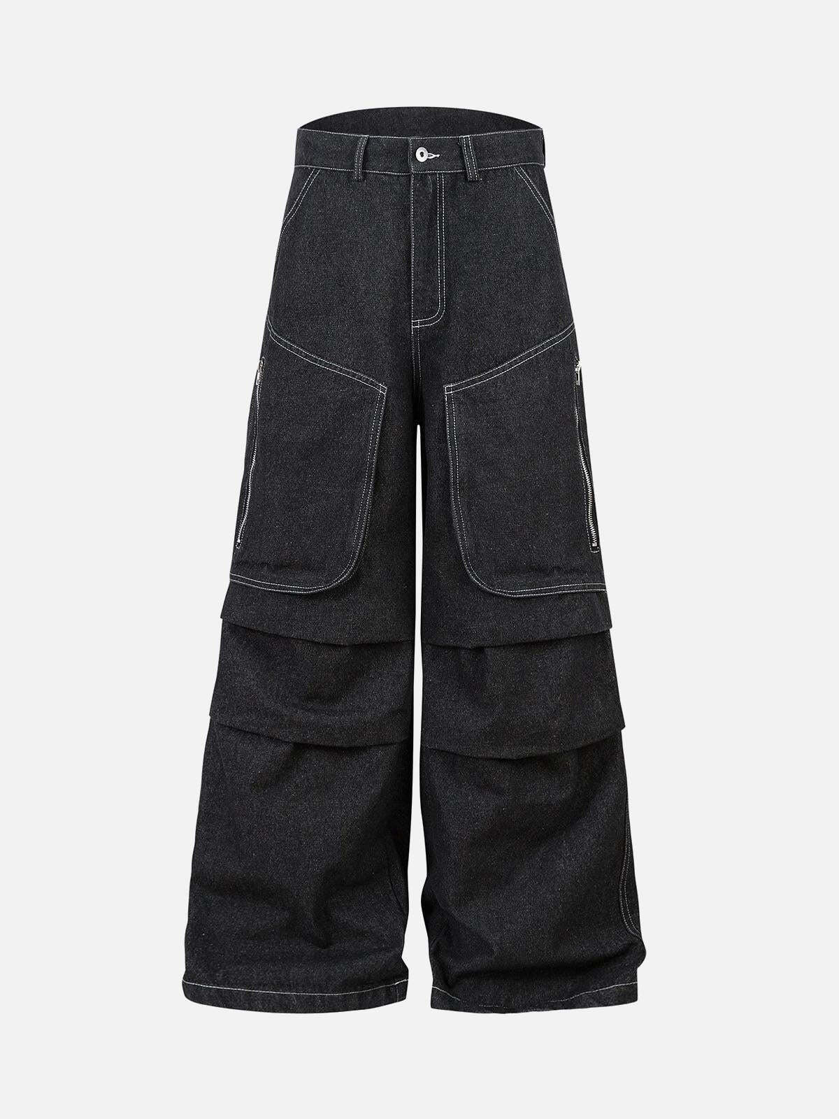 Concert Outfit Deconstructed Split Topstitched Pleated Pocket Jeans Concert Outfit Deconstructed Split Topstitched Pleated Pocket Jeans
