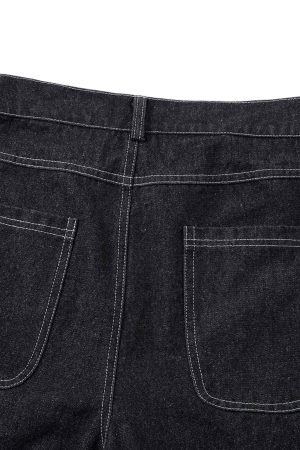 Concert Outfit Deconstructed Split Topstitched Pleated Pocket Jeans