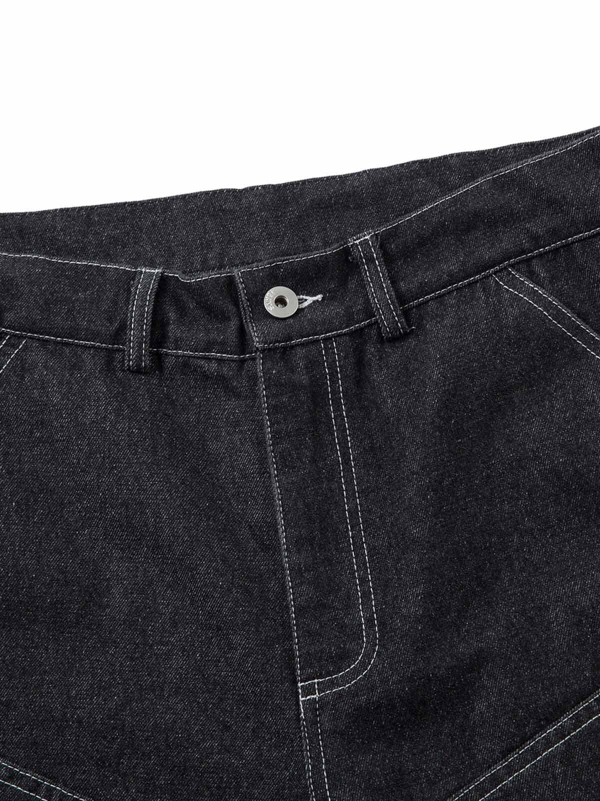 Concert Outfit Deconstructed Split Topstitched Pleated Pocket Jeans Concert Outfit Deconstructed Split Topstitched Pleated Pocket Jeans