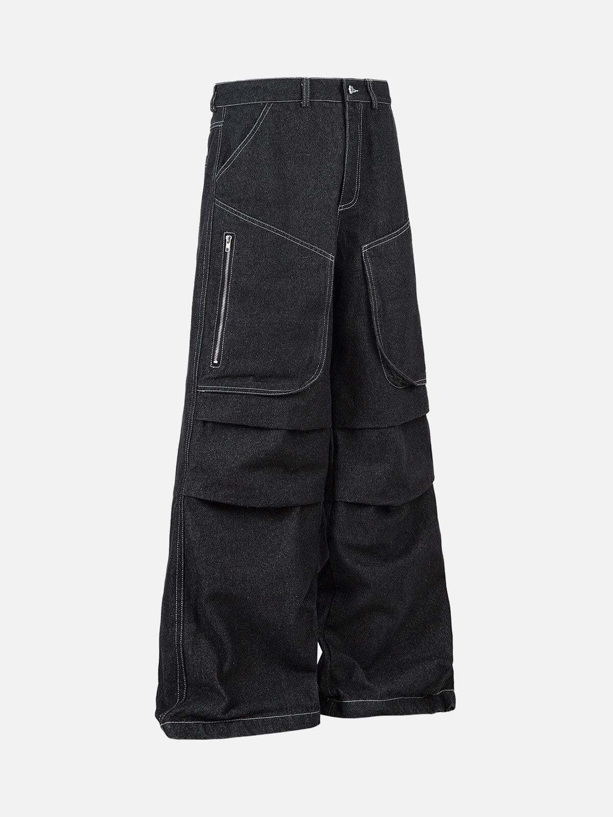 Concert Outfit Deconstructed Split Topstitched Pleated Pocket Jeans Concert Outfit Deconstructed Split Topstitched Pleated Pocket Jeans
