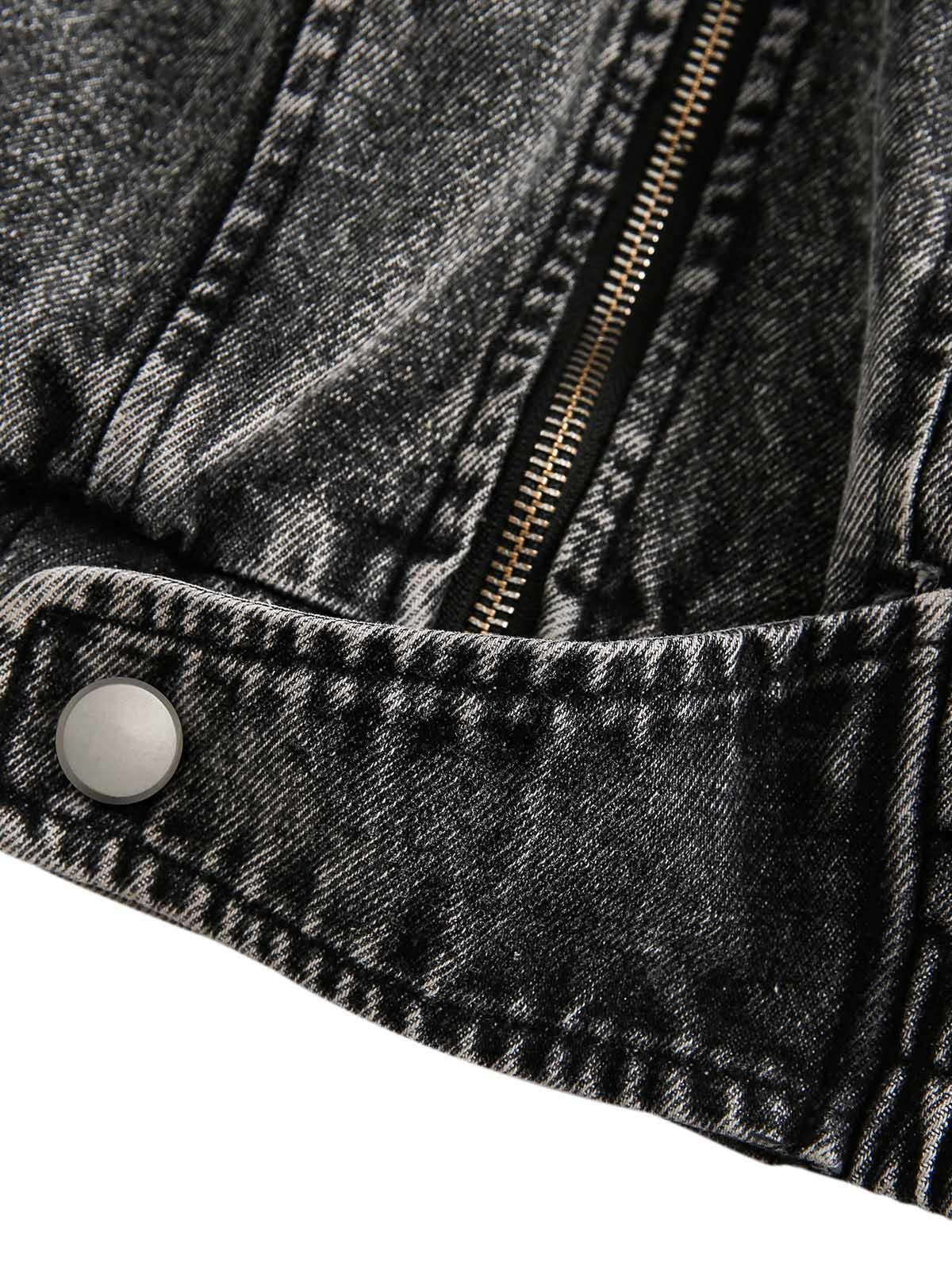 Concert Outfit Deconstructed Stand Collar Denim Jacket Concert Outfit Deconstructed Stand Collar Denim Jacket