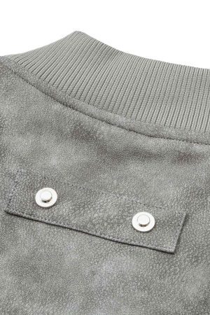 Concert Outfit Deconstructed Zip Up Leather Bomber Jacket