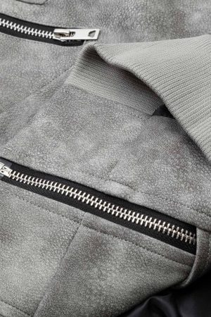 Concert Outfit Deconstructed Zip Up Leather Bomber Jacket