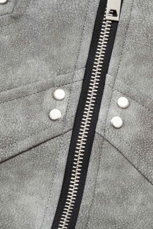 Concert Outfit Deconstructed Zip Up Leather Bomber Jacket