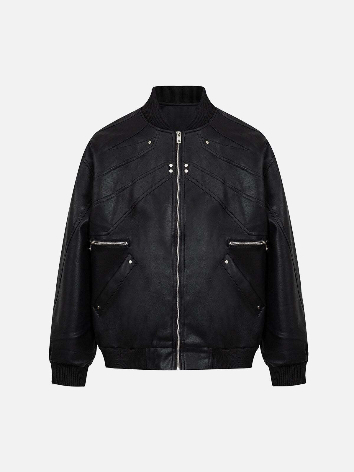 Concert Outfit Deconstructed Zip Up Leather Bomber Jacket Concert Outfit Deconstructed Zip Up Leather Bomber Jacket