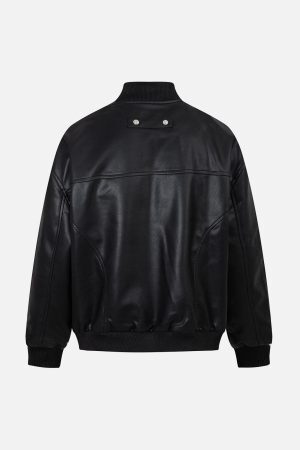 Concert Outfit Deconstructed Zip Up Leather Bomber Jacket