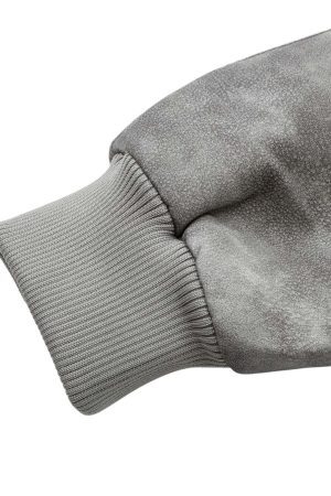 Concert Outfit Deconstructed Zip Up Leather Bomber Jacket