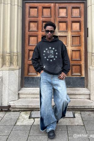 Concert Outfit Deconstruction Patchwork Washed Loose Jeans