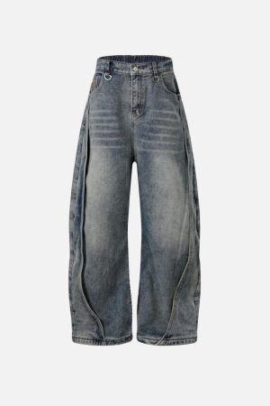 Concert Outfit Deconstruction Patchwork Washed Loose Jeans