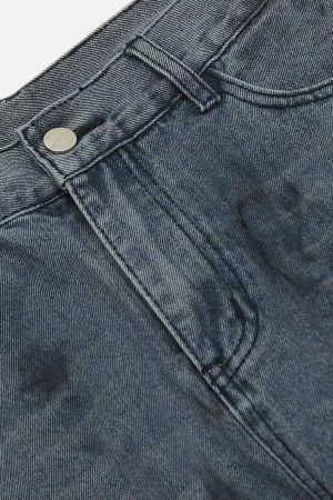 Concert Outfit Deconstructive Design Washed Jeans