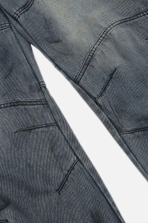 Concert Outfit Deconstructive Design Washed Jeans