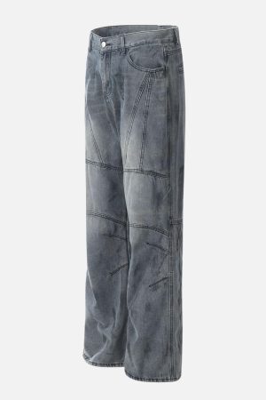 Concert Outfit Deconstructive Design Washed Jeans