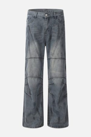 Concert Outfit Deconstructive Design Washed Jeans