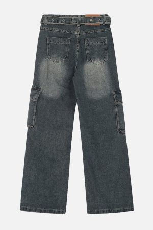 Concert Outfit Deconstructive Washed Loose Jeans