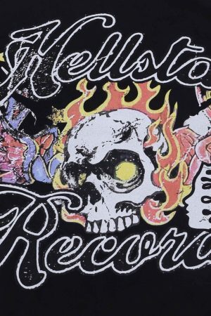 Concert Outfit Demon Skull Print T-Shirt