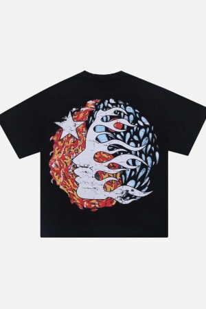 Concert Outfit Demon Skull Print T-Shirt