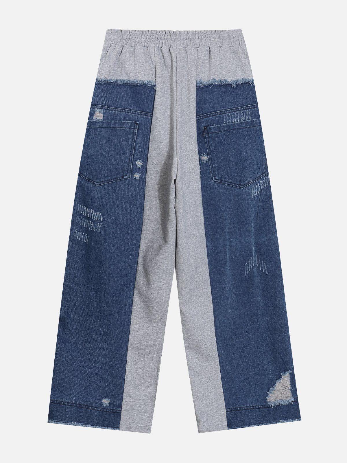 Concert Outfit Denim Patchwork Sweatpants Concert Outfit Denim Patchwork Sweatpants
