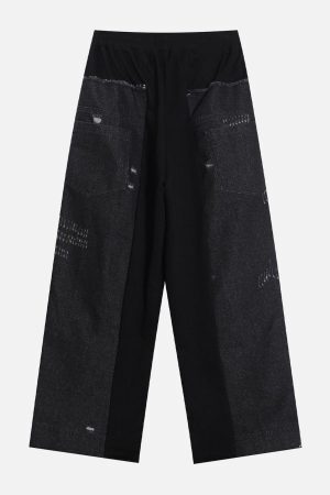 Concert Outfit Denim Patchwork Sweatpants