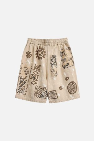 Concert Outfit Desert Graffiti Print Shorts