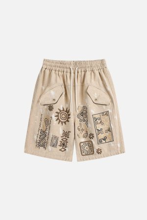Concert Outfit Desert Graffiti Print Shorts