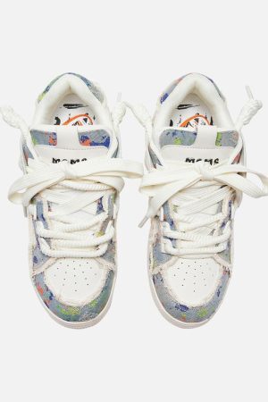 Concert Outfit Destruction Series Tassel Contrast Color Sneakers