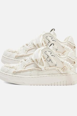 Concert Outfit Destruction Series Tassel Contrast Color Sneakers