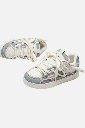 Concert Outfit Destruction Series Tassel Contrast Color Sneakers