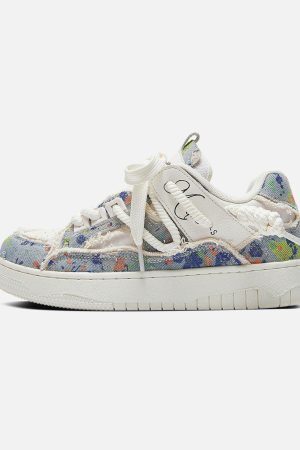 Concert Outfit Destruction Series Tassel Contrast Color Sneakers