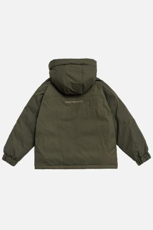 Concert Outfit Detachable Hat Patchwork Winter Coat