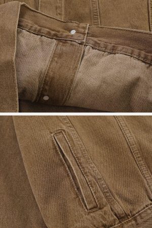 Concert Outfit Detachable Hood Solid Denim Jacket