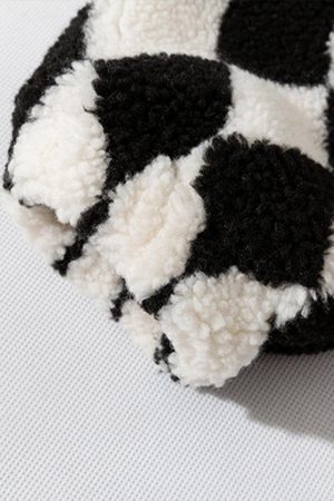 Concert Outfit Diamond Pattern Sherpa Winter Coat