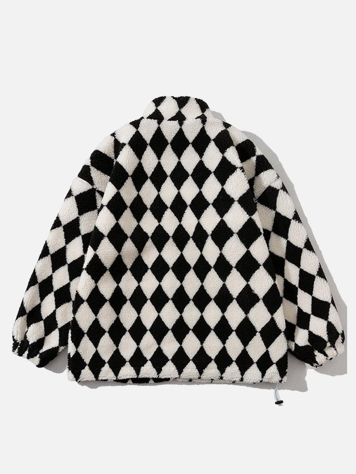 Concert Outfit Diamond Pattern Sherpa Winter Coat Concert Outfit Diamond Pattern Sherpa Winter Coat