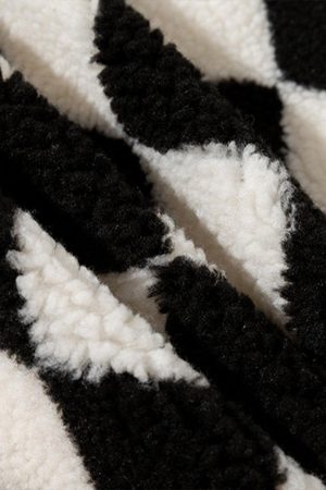 Concert Outfit Diamond Pattern Sherpa Winter Coat